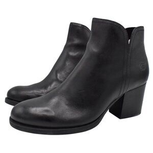 Born Womens 11 Olivia Black Full Grain Leather Zip Ankle Heeled Booties Boots